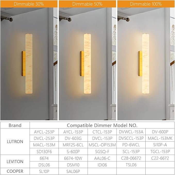 LMQNINE Natural Alabaster Wall Sconces Spanish Marble Wall Light Cylinder - Image 8