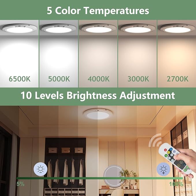 USB Rechargeable Motion Sensor Ceiling Light, Battery Operated Magnetic Closet - Image 5