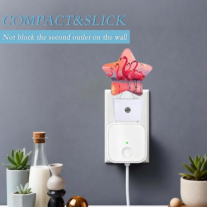 Flamingo Night Light, Sunset Plug-in Dusk to Dawn Smart Sensor Nightlight - Image 3