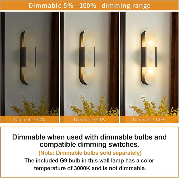 Alabaster Wall Sconces Set of Two, Modern Natural Marble Wall Sconces - Image 8