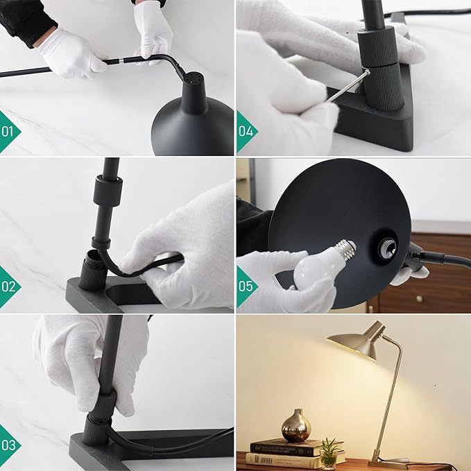 Industrial Desk Lamp Metal Modern Table Lamp 22", Adjustable Neck - Image 5