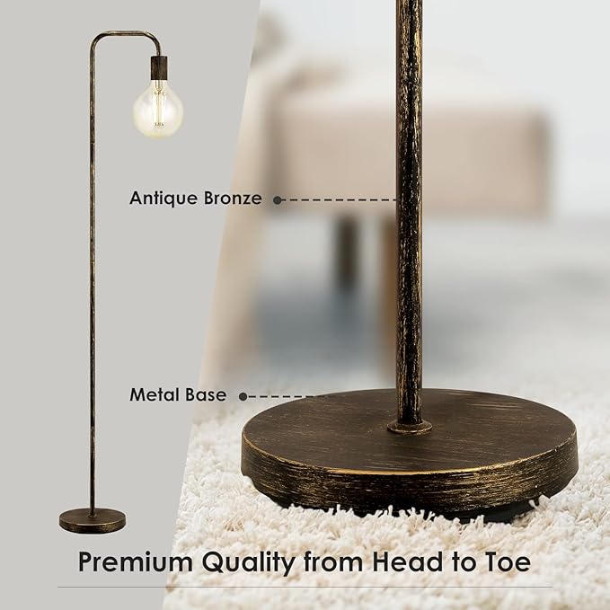 BoostArea Floor Lamp, Bronze Industrial Floor Lamp, 63 Inch Antique Standing - Image 5