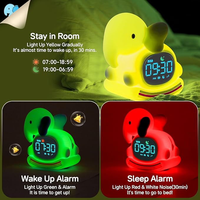 Alarm Clock for Kids with Night Light, Sleep Training Clock Time to Wake Clock - Image 3