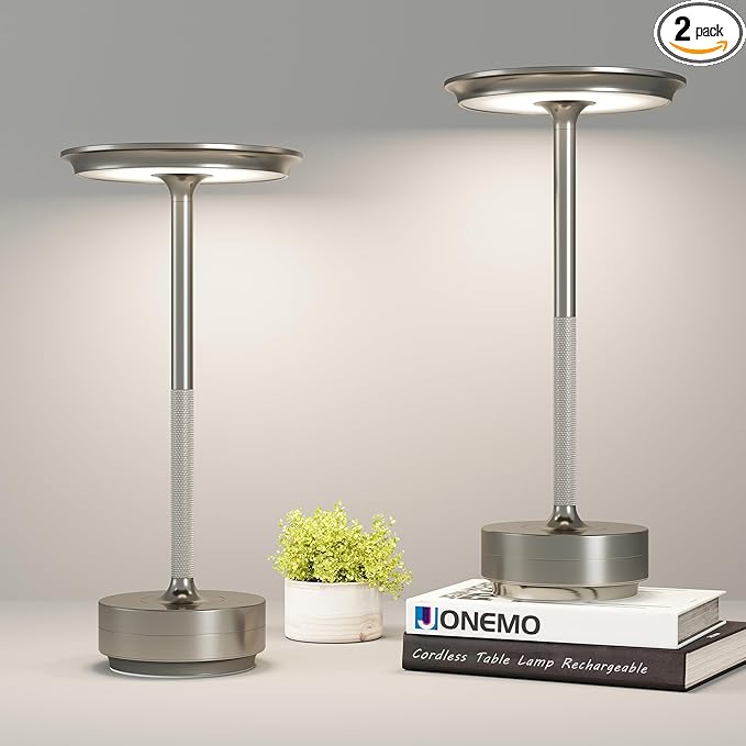 2 Pack Cordless Table Lamp, LED Rechargeable Table Light by JONEMO