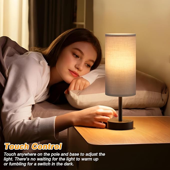 Dicoool Grey Touch Bedside Lamp - Image 2