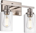 MELUCEE Metal Wall Lights with Clear Glass Shade 2 Heads Bathroom Light by MELUCEE