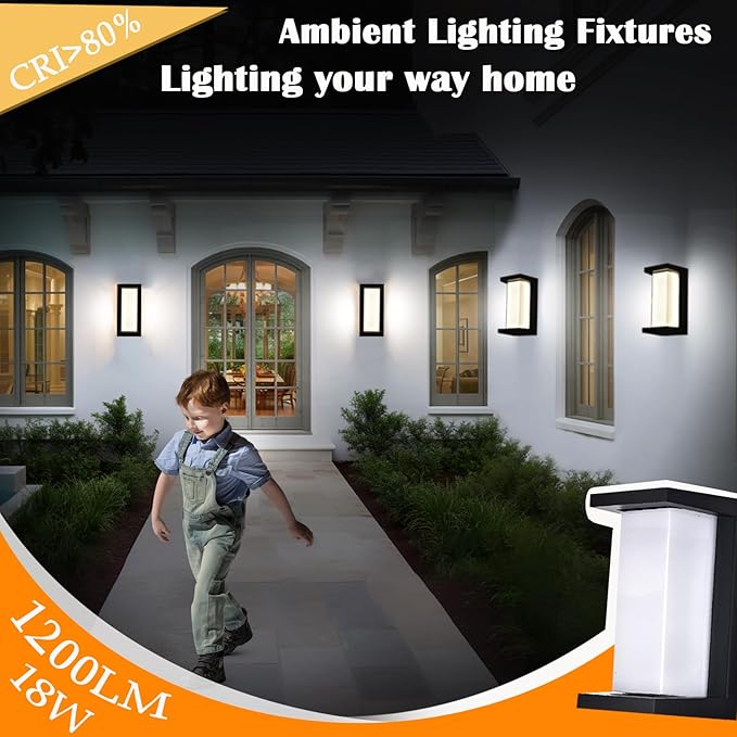 Black Outdoor Light Fixtures Wall Mount, IP65 Waterproof Porch Lights Outdoor - Image 5