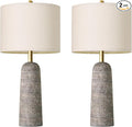 BOBOMOMO 27.25" Modern Table Lamp Set of 2, Light Grey Resin Table Lamps by BOBOMOMO