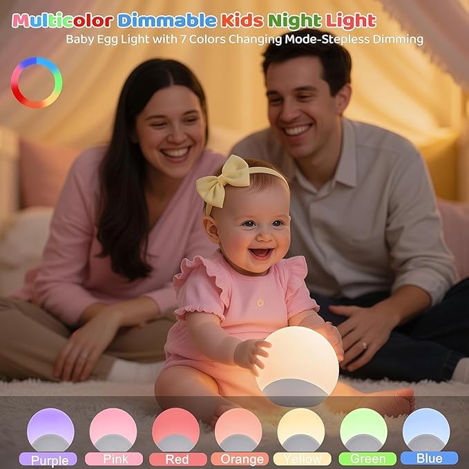 IYT Night Light for Baby, Kids Egg Light Stepless Dimming Touch Night Lamp - Image 7
