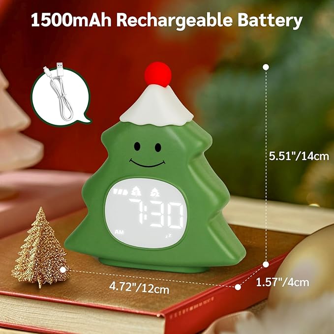 Yiliaw Kids Alarm Clock with Night Light, Christmas Tree Wake Up Clock - Image 7