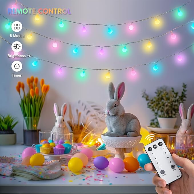 JMEXSUSS 100 LED Connectable Globe String Lights Indoor, 33ft Multicolor Fairy - Image 6