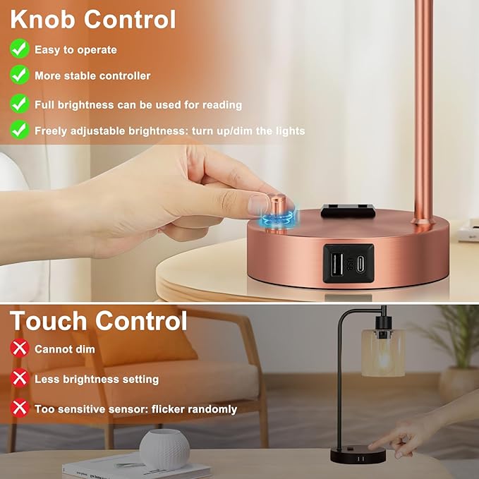 Innqoo Industrial Table Lamps for Bedrooms Set of 2 - Image 4
