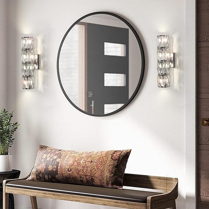 Crystal Wall Sconces Set of Two, Modern Sconces Wall Decor Set of 2 Chrome - Image 4