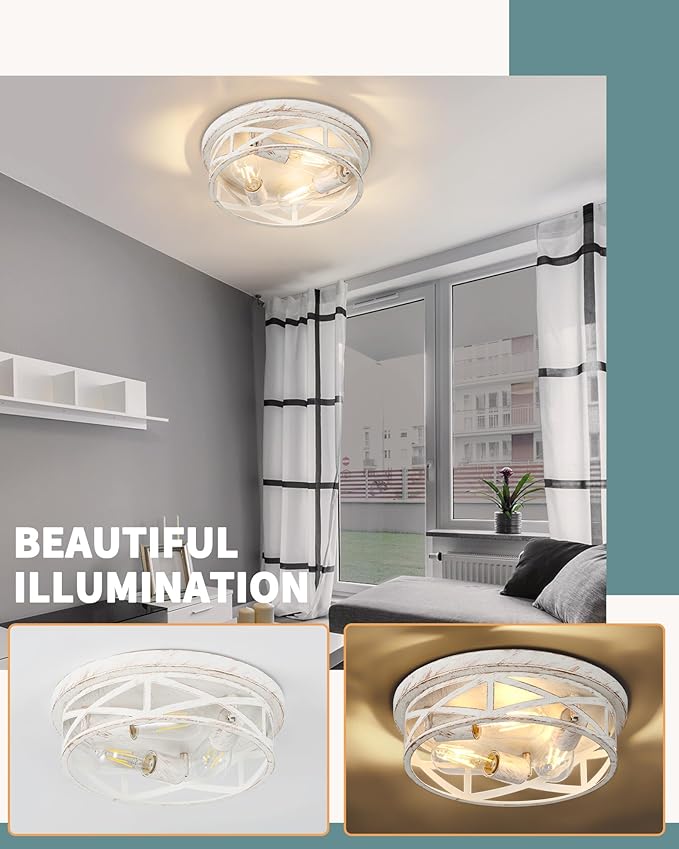 3-Light Cage Ceiling Light Fixtures, Indoor Modern Close to Ceiling Lights - Image 6