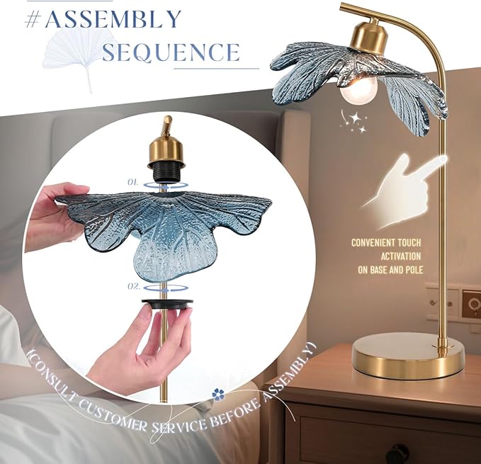 Gold Table lamp set of 2, Touch Table lamp - Image 6