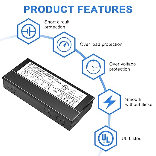 inShareplus 12V 200W Dimmable LED Driver, 5-in-1 Triac/ELV/MLV/0-10V/1-10V/PWM - Image 2