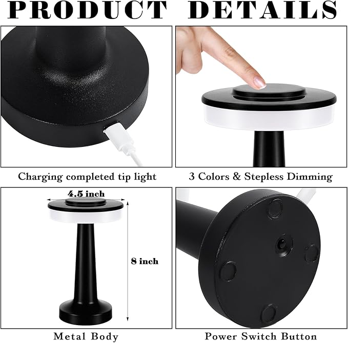 Riakrum 2 Pcs LED Portable Cordless Table Lamp - Image 2