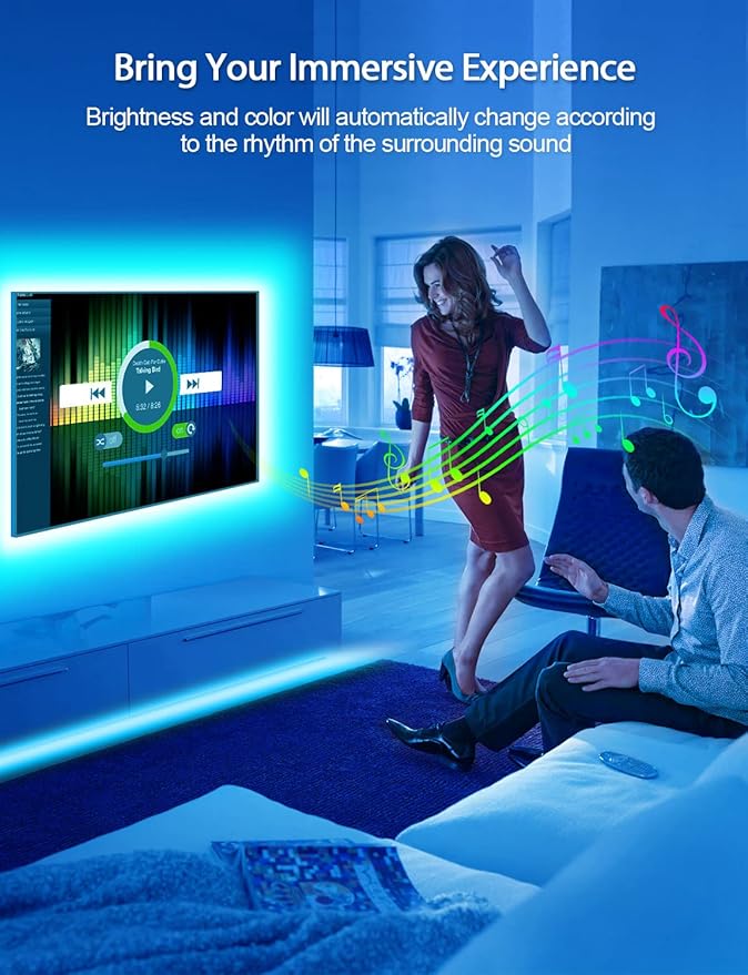 MATICOD LED Lights for TV, 13.1ft TV Lights for 45-60in, Music Sync Color - Image 5