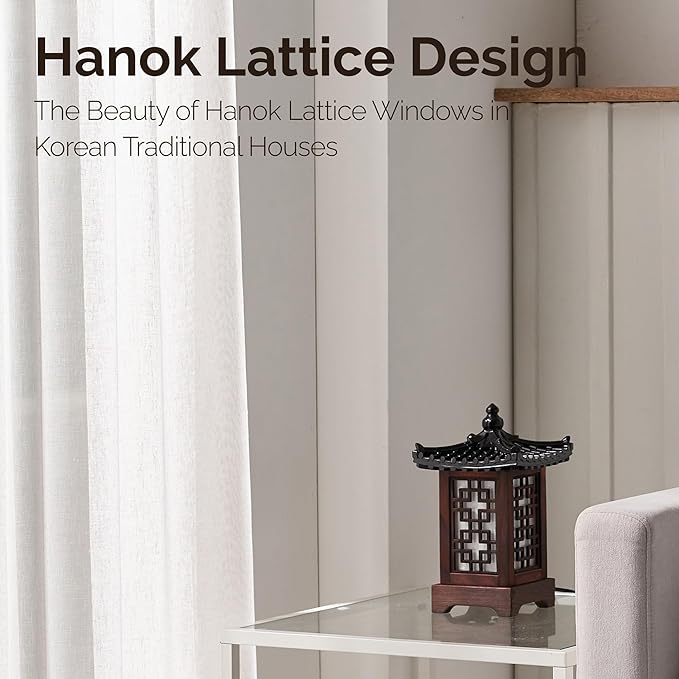 Traditional Korean Wood Lamp | Handmade Asian Oriental Table Lantern | Bedside - Image 4