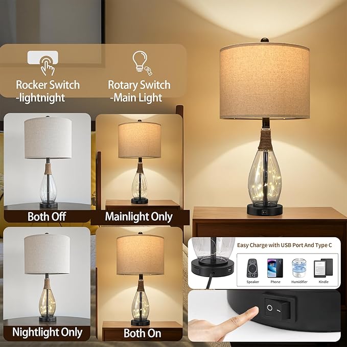 OYEARS 23" Farmhouse Table Lamps - Image 5