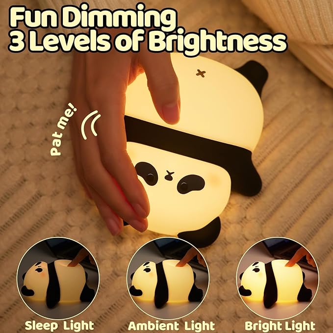 Rechargeable Cute Panda Night Light, 3 Level Dimmable Nursery Nightlight - Image 2