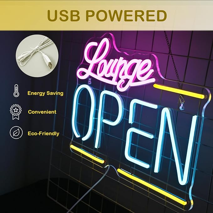 Lounge Open Neon Sign Bright Led Light up Bar Neon Light Dimmable Colorful - Image 5