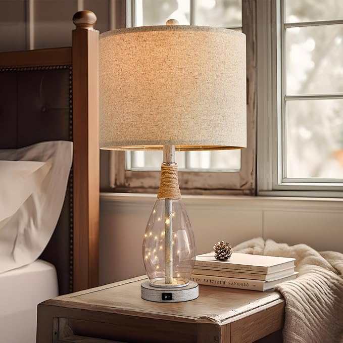 OYEARS 23" USB A+C Table Lamp for Bedroom Living Room Modern Bedside Lamps - Image 5