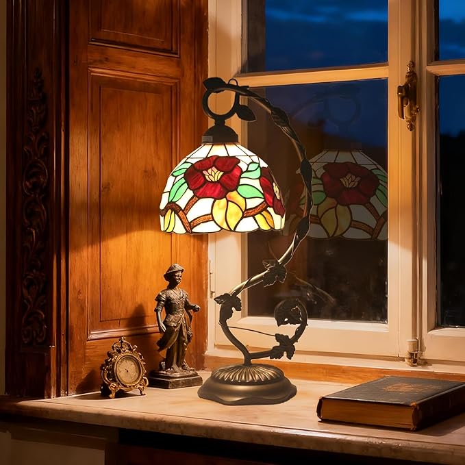 Stained Glass Lamp, Vintage Table Lamp, Living Room, Study（Crabapple Blossom） - Image 7