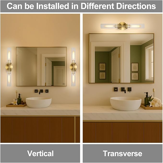LaLuLa Gold Bathroom Vanity Light Fixtures – 2-Light Hardwired Wall Sconces - Image 8