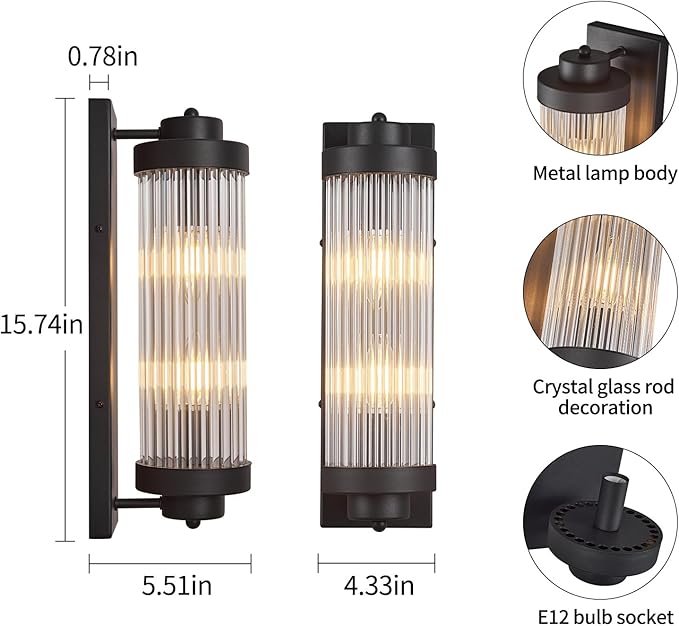 Black Wall Sconces Set of Two - Image 2