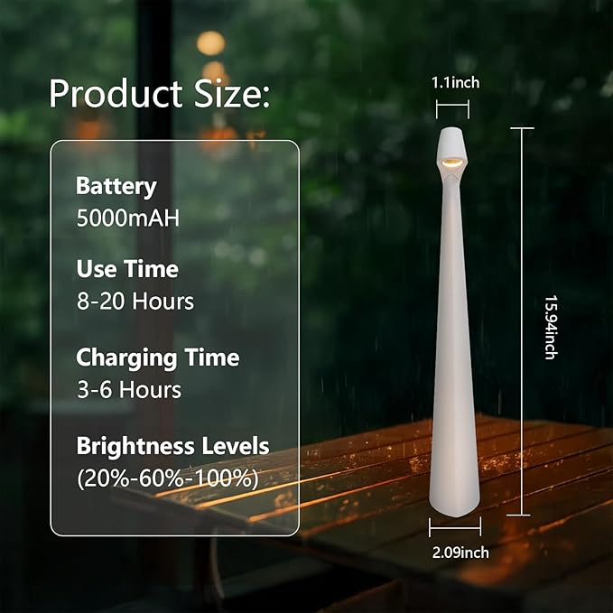 Portable LED Table Lamp 3-Levels Brightness, Rechargeable Battery Up to 48 - Image 4