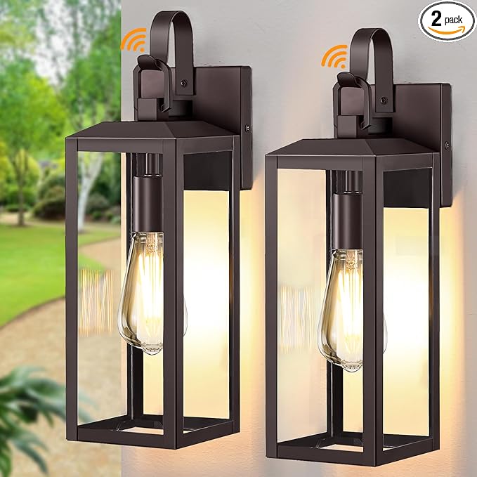 16'' Large Dusk to Dawn Outdoor Lighting 2 Packs, Modern Outdoor Lanterns by MYHXQ