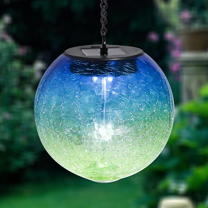 Hanging Solar Lights Outdoor Solar Lanterns Outdoor Decorative Cracked Glass - Image 7