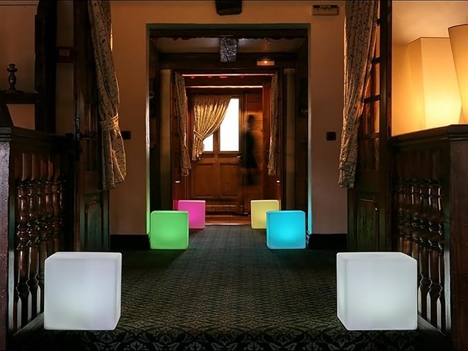 Mr.Go 16-Inch Rechargeable LED Cube Chair Light, 16 RGB Colors Glow Cube Seat - Image 8