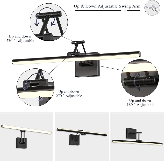 Joossnwell Picture Light for Painting Black Art Light Hard-Wired Picture Frame - Image 2