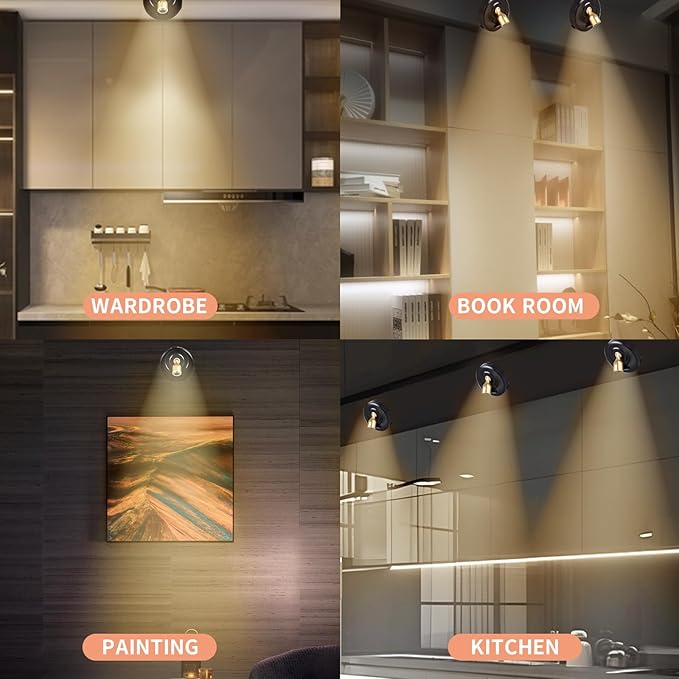 4-Pack Battery Powered LED Spotlight, Wireless Picture Lights, Uplighting Indoor - Image 7