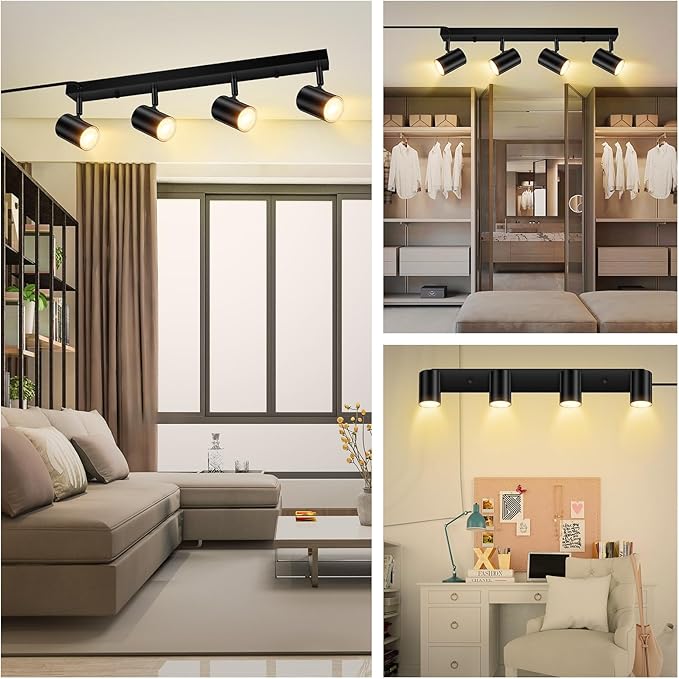 4 Light Track Lighting Kit, Industrial GU10 Wall Light - Image 2
