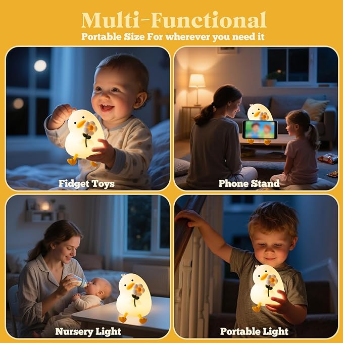 AVEKI Duck Night Light for Kids, Cute Light up Duck Decor Lamp, 3 Levels - Image 6