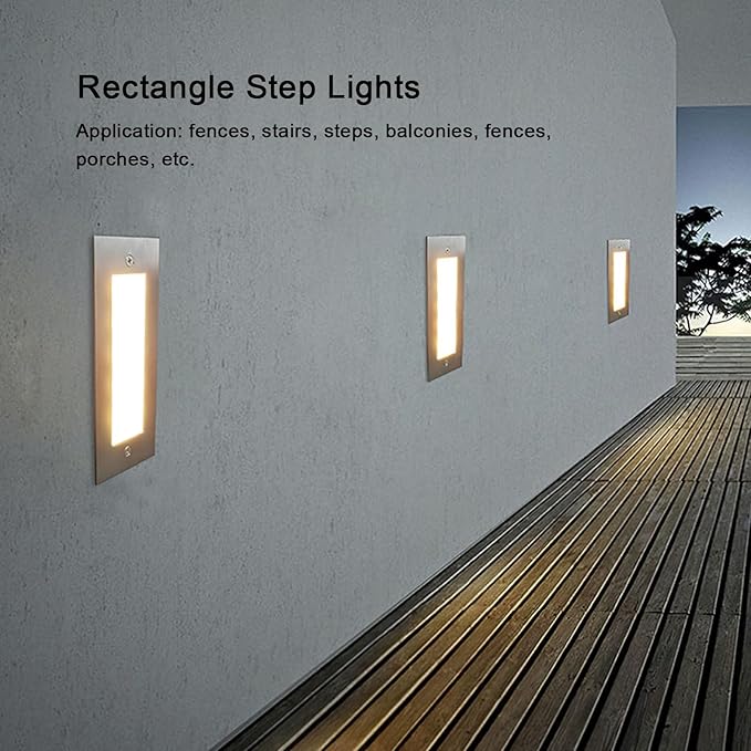 Step Lights, 3W Landscape Stair Lights Waterproof Stainless Steel Rectangle - Image 4