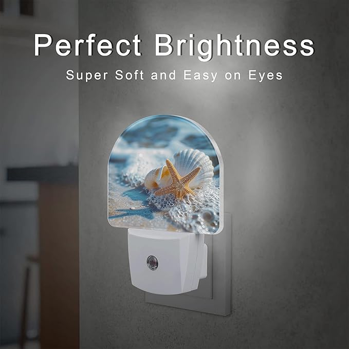 Starfish Seashell on Beach Night Light Plug into Wall, Summmer Ocean Beach Dusk - Image 2