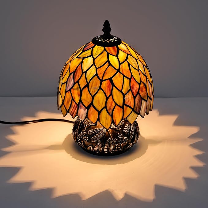 Tiffany Style Table Lamp, Stained Glass Gradient Green Wisteria Desk Lamp - Image 3