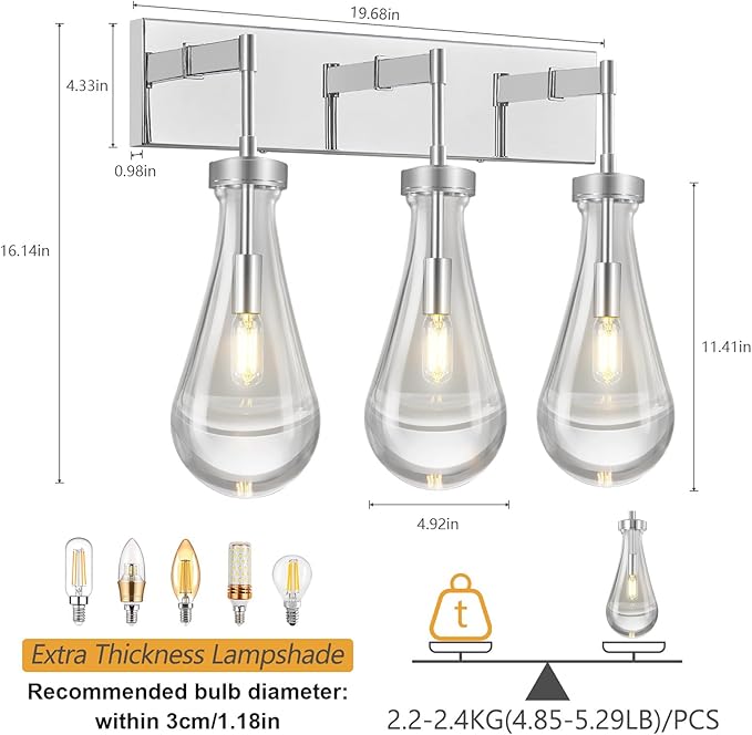 Raindrop Wall Sconces Chrome Crystal Sconces Wall Decor Modern Lighting Glass - Image 2