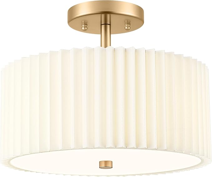 Gold Semi Flush Mount Ceiling Light, 3-Light 12.5" Ceiling Light Fixture by Audickic