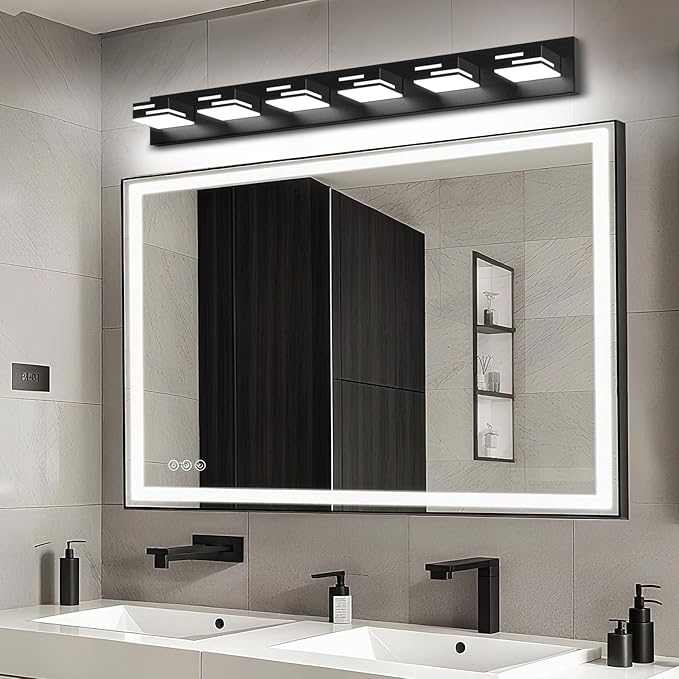 LED Modern Bathroom Vanity Light Fixtures, 6-Light 40-inch Dimmable Matte Black - Image 8