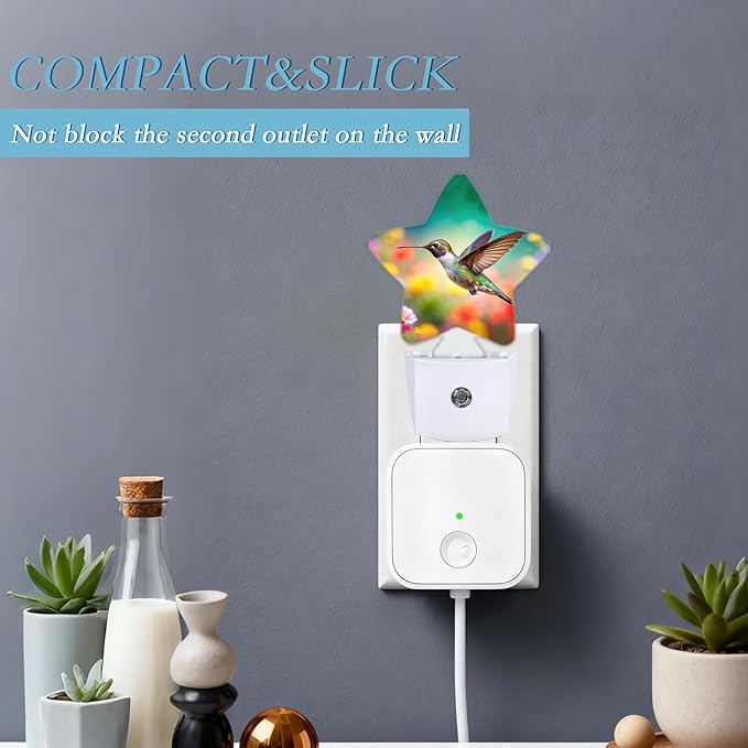 Hummingbird with Flower Night Light, Plug-in Wall Led Night Lights Decor - Image 3