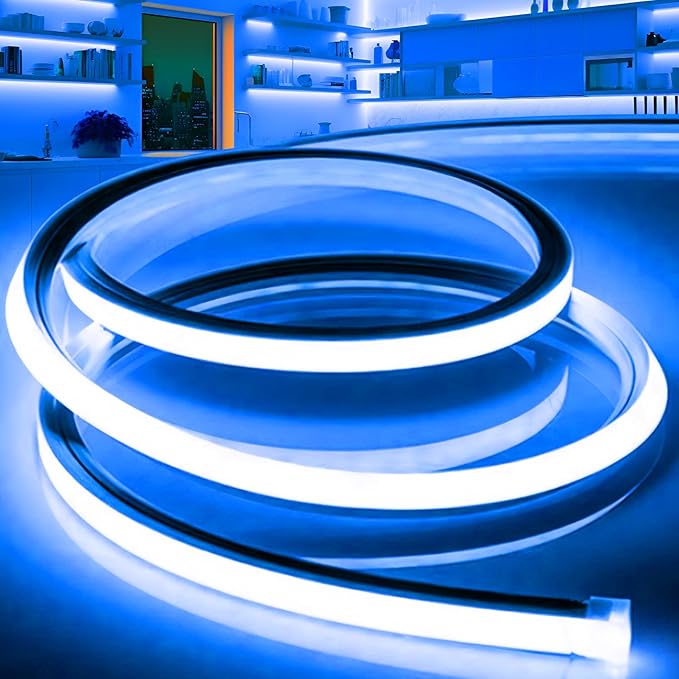 LED Strip Lights Blue, 9.8ft 110-120V Neon Rope Lights, Flexible Silicone by VOEWT