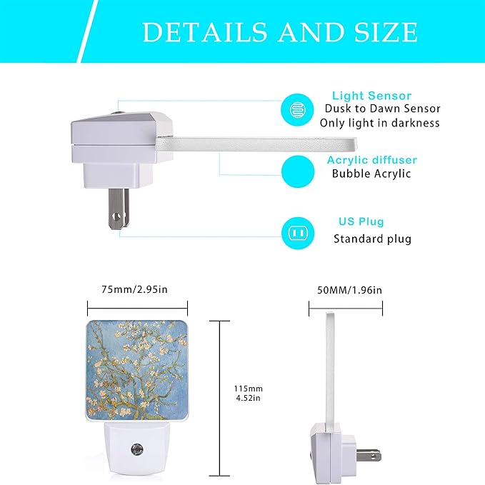 Blossoming Almond Tree Night Light, Night Lights Plug into Wall - Image 2