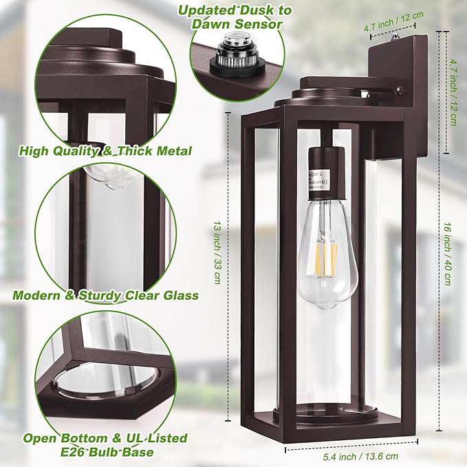 Oil Rubbed Bronze Dusk to Dawn Outdoor Wall Light Fixtures - Image 2