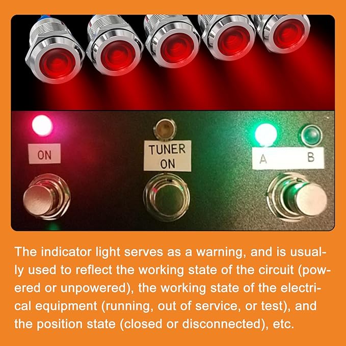 GASHER 5 PCS Energy Saving Indicator Light, LED Light 12V/24V/110V 20mA Panel - Image 6