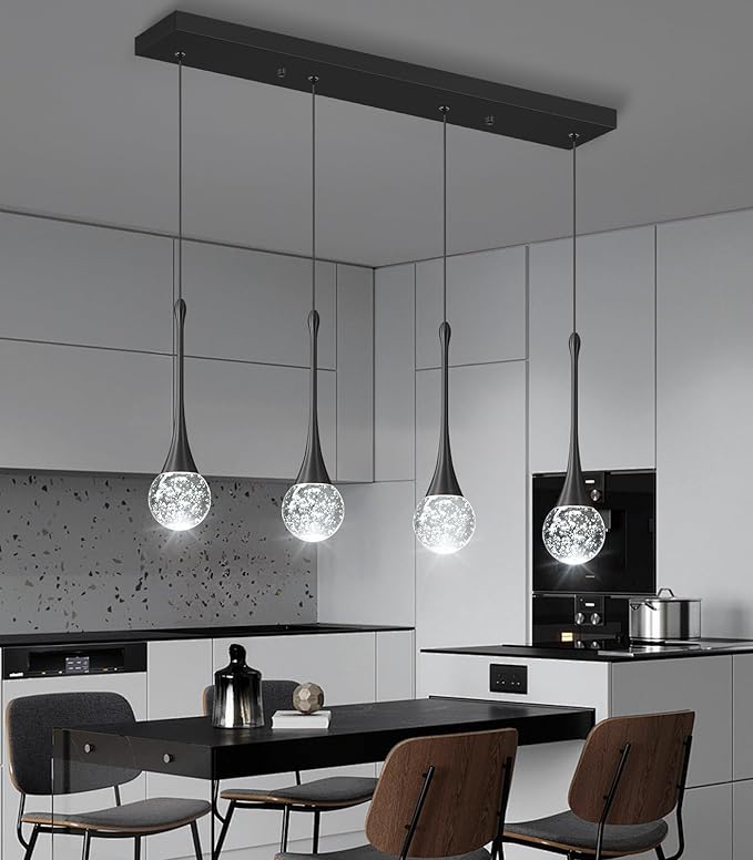 4-Lights Modern Pendant Lights for Kitchen Island LED Dimmable Crystal Glam - Image 7